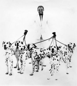 Desmond with his dogs, the imaginatively named Spot, Spot, Spot, Spot, Spot and errr .........Rover???